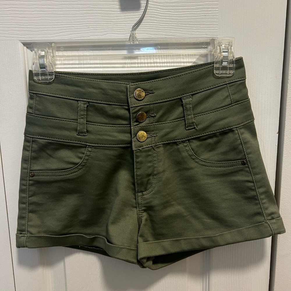High Waist Olive Green Shorts